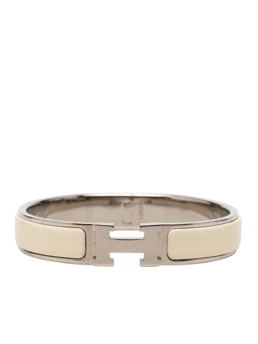 Hermes Click PM Bracelet Silver Ivory Metal Enamel